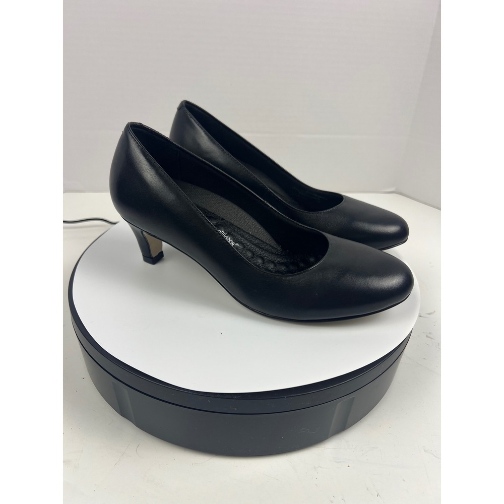 Walking Cradles Womens Black Leather Pumps 7.5 Wide Arch Support Comfort Heel - Picture 10 of 17